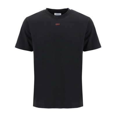 Katoenen crew neck t-shirt met logo Off White , Black , Heren