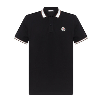 Katoenen polo met logo Moncler , Black , Heren