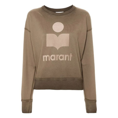 Khaki Flocked Logo Crew Neck Sweater Isabel Marant Étoile , Beige , Dames