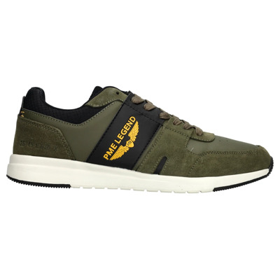 Khaki Suède Sneaker met Oker Accenten PME Legend , Green , Heren