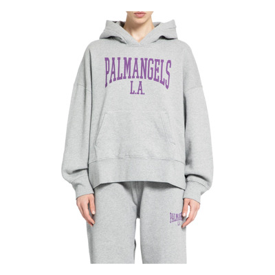 Klassieke Hoody Grijs Melange College Logo Palm Angels , Gray , Dames