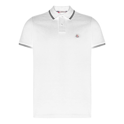 Klassieke Logo Polo Shirt Moncler , White , Heren