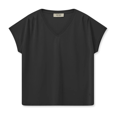 Klassieke V-Hals T-shirt in Zwart MOS Mosh , Black , Dames