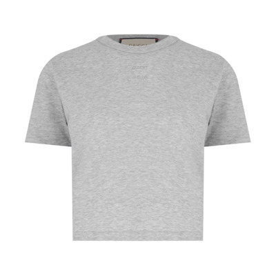 Kristal G Logo Cropped T-shirt Gucci , Gray , Dames