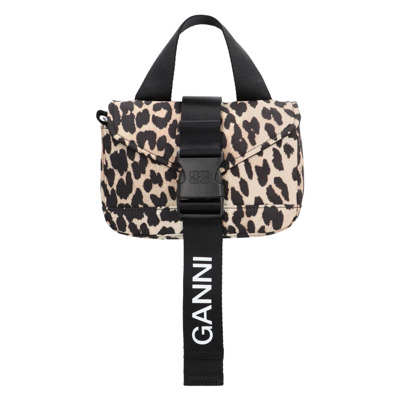 Leopard Tech mini crossbody tas Ganni , Multicolor , Dames