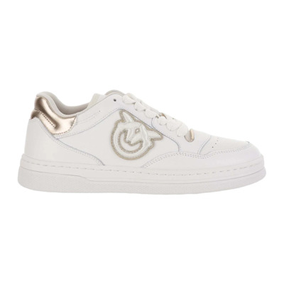 Leren Love Birds Sneakers Wit Goud Pinko , White , Dames