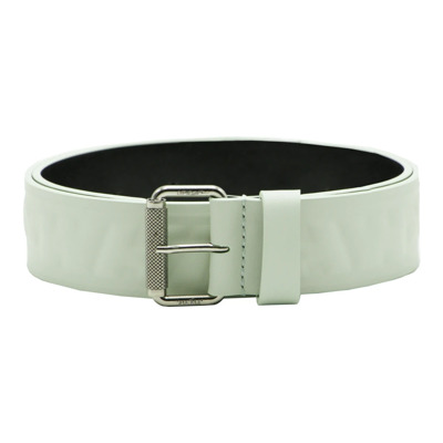 Leren Riem met Ingelegd Logo Off White , Green , Dames