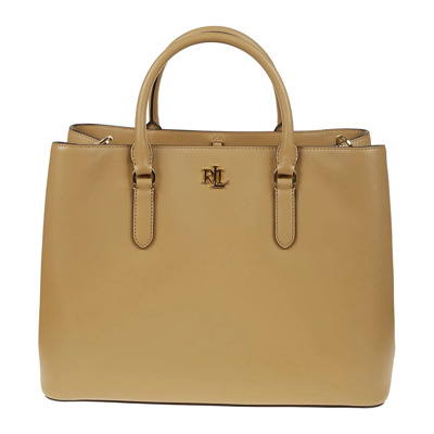 Leren Satchel Tas met Compartimenten Ralph Lauren , Brown , Dames