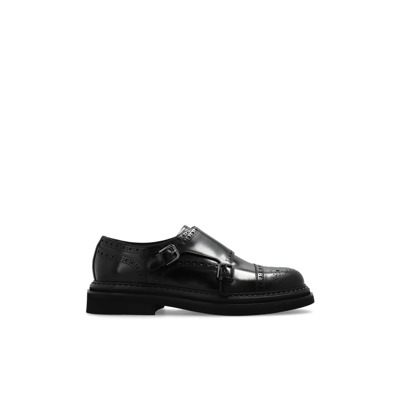 Leren schoenen met decoratieve perforatie Dolce & Gabbana , Black , Heren