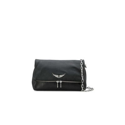 Leren tas met vleugellogo detail Zadig & Voltaire , Black , Dames