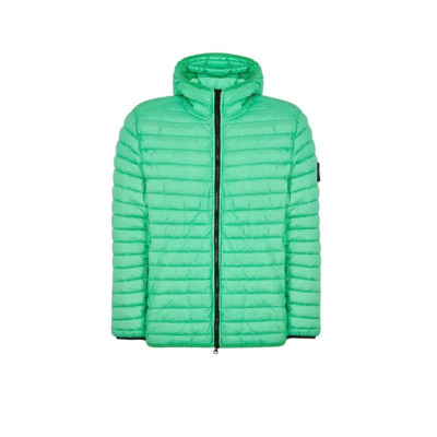 Lichtgroene Gewatteerde Jas met Capuchon Stone Island , Green , Heren