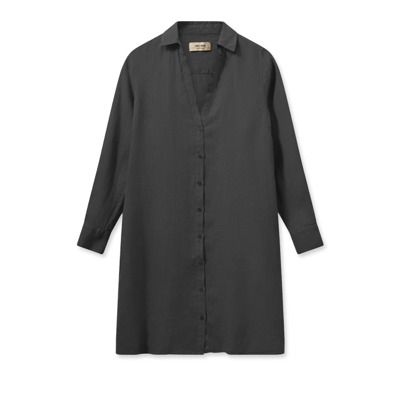 Linnen Jurk met Lange Mouwen en Ontspannen Silhouet MOS Mosh , Black , Dames