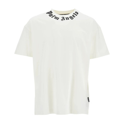 Logo Crewneck T-Shirt Palm Angels , White , Heren