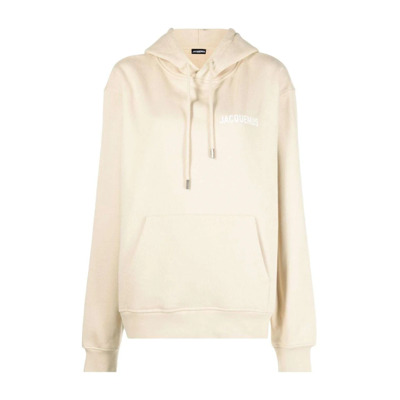 Logo Hoodie in Licht Beige Katoen Jacquemus , Beige , Heren