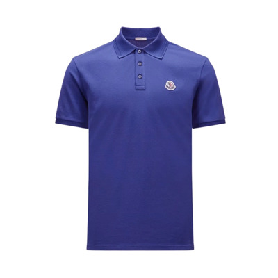 Logo Patch Polo Klassiek Blauw Katoen Moncler , Blue , Heren