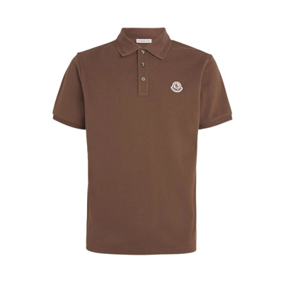 Logo Patch Polo Klassiek Bruin Moncler , Brown , Heren