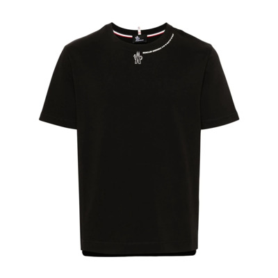 Logo Print Crew Neck T-shirt Moncler , Black , Heren