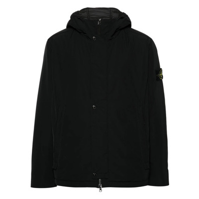 Micro Twill Polyester Jas met PrimaLoft Stone Island , Black , Heren