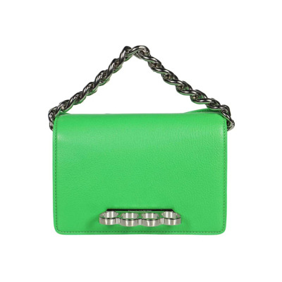 Mini Leren Mini-Tas met Vier Ring Detail Alexander McQueen , Green , Dames