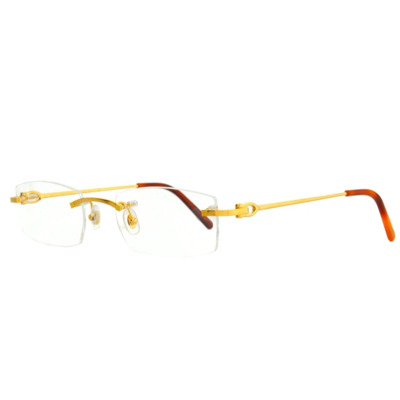 Moderne Rechthoekige Gouden Bril Cartier , Yellow , Unisex