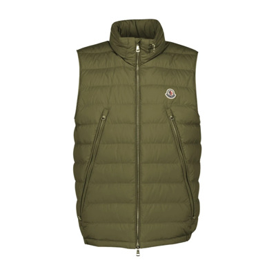 Mouwloos Hoge Hals Rits Vest Moncler , Green , Heren