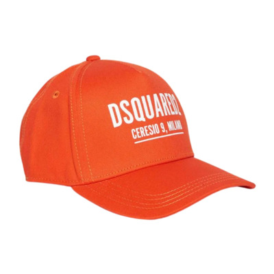 Oranje Logo Pet met Klep Dsquared2 , Orange , Unisex