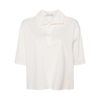 Oversized Katoenen Polo Shirt Moncler , White , Dames