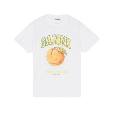 Peach Jersey Tee Ganni , White , Dames