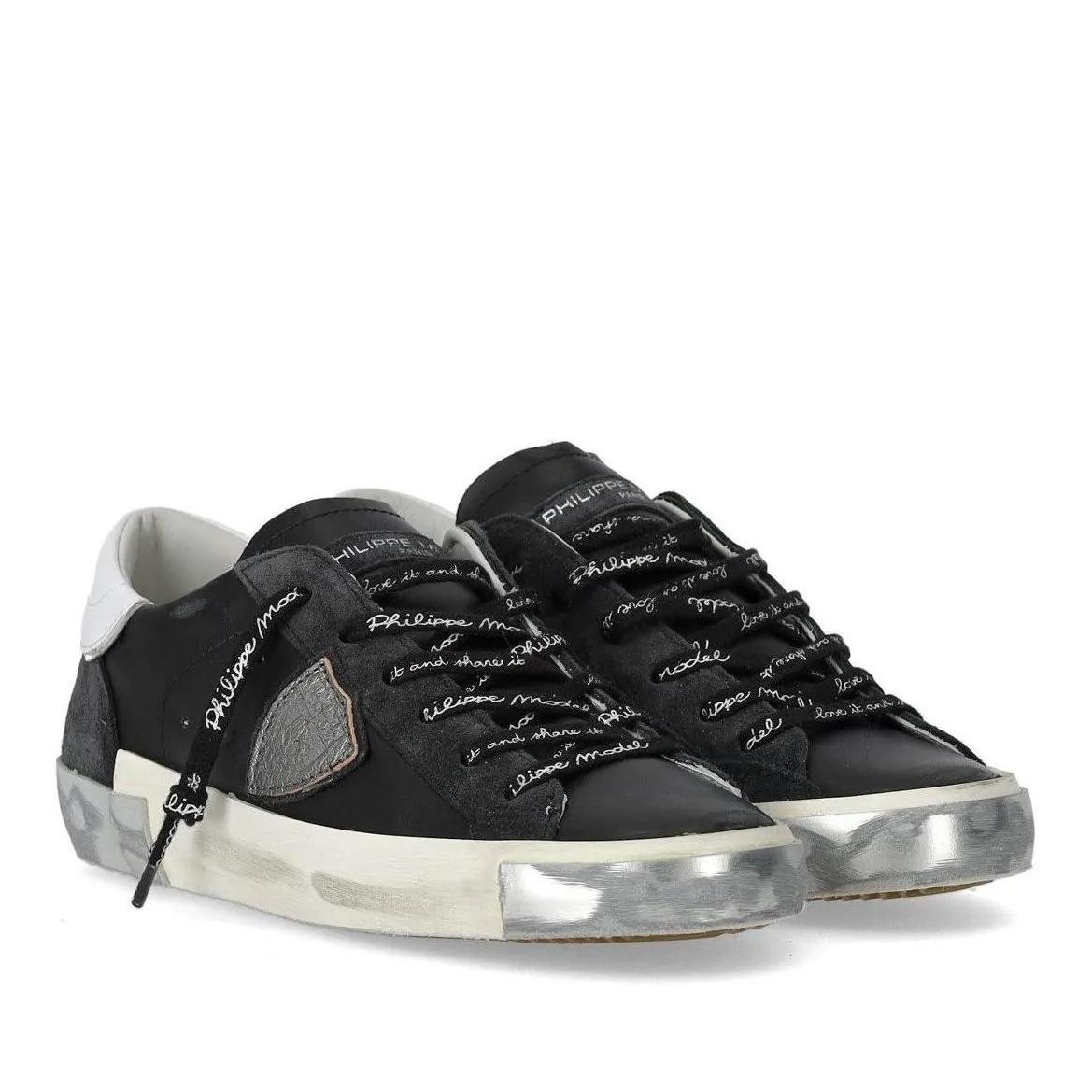 Philippe Model Sneakers - PHILIPPE MODEL PRSX LOW FOXY LAMINE' SCHWARZER SNE in zwart