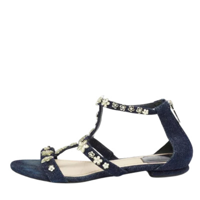 Pre-owned Denim sandals Dior Vintage , Blue , Dames