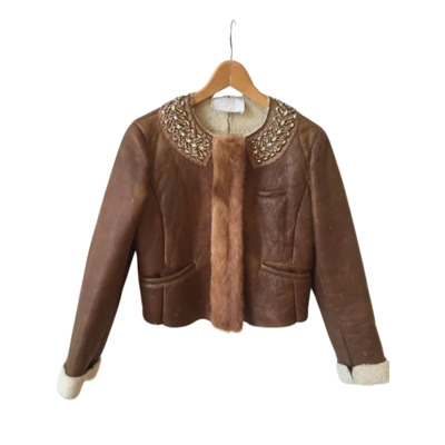 Pre-owned Fur outerwear Prada Vintage , Brown , Dames