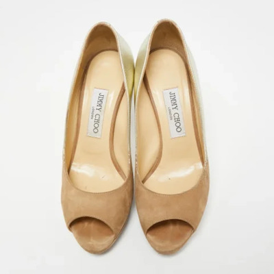 Pre-owned Leather heels Jimmy Choo Pre-owned , Beige , Dames