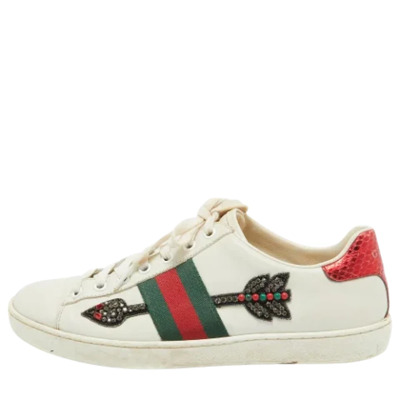 Pre-owned Leather sneakers Gucci Vintage , White , Dames