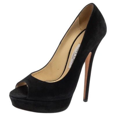 Pre-owned Suede heels Jimmy Choo Pre-owned , Black , Dames