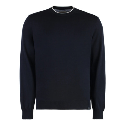 Ribgebreide Crew-Neck Wollen Trui Paul & Shark , Blue , Heren