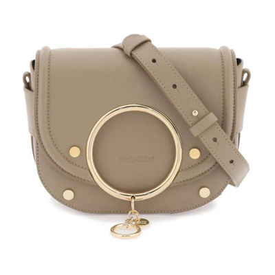 Schoudertas van graanleer met grote ring See by Chloé , Beige , Dames