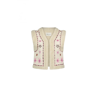 Ster Geborduurde Shearling Gilet Fabienne Chapot , Beige , Dames