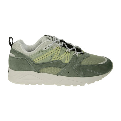 Suède Leren Sneaker met Stoffen Inzetstukken Karhu , Green , Heren