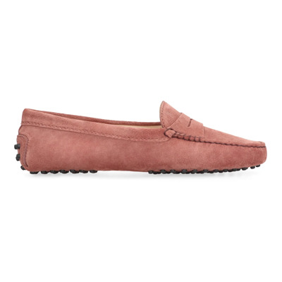 Suede Penny Bar Loafers met Rubberen Studs Tod's , Pink , Dames