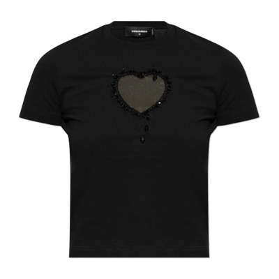 T-shirt met applicatie Dsquared2 , Black , Dames