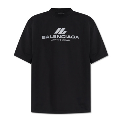 T-shirt met bedrukt logo Balenciaga , Black , Heren