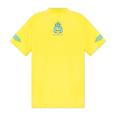 T-shirt met logo Balenciaga , Yellow , Heren