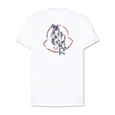 T-shirt met logo Moncler , White , Heren