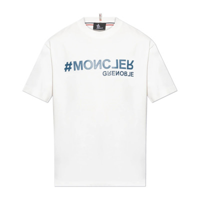 T-shirt met logo Moncler , White , Heren