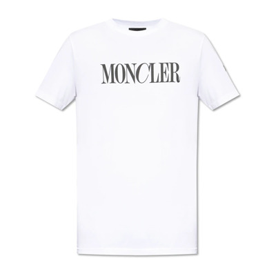 T-shirt met logo Moncler , White , Heren