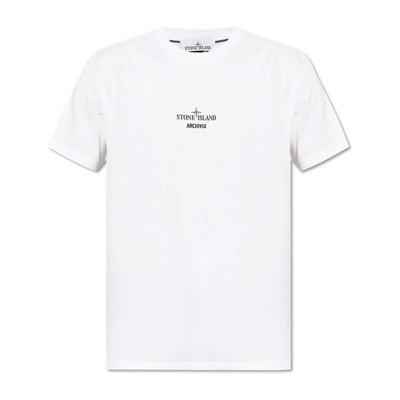 T-shirt met logo Stone Island , White , Heren