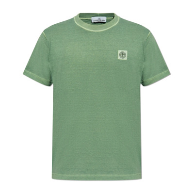 T-shirt met logo patch Stone Island , Green , Heren