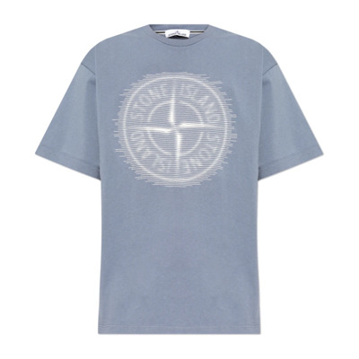 T-shirt met print Stone Island , Blue , Heren