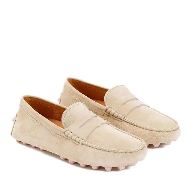 Tod's Loafers & ballerina schoenen - Natural Beige Suede Leather Loafers in beige