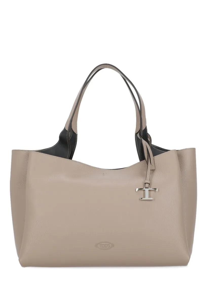 Tod's Shoppers - Leather Shoulder Bag in beige